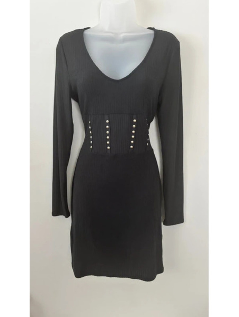 Derek Heart Black Ribbed Bodycon Dress M